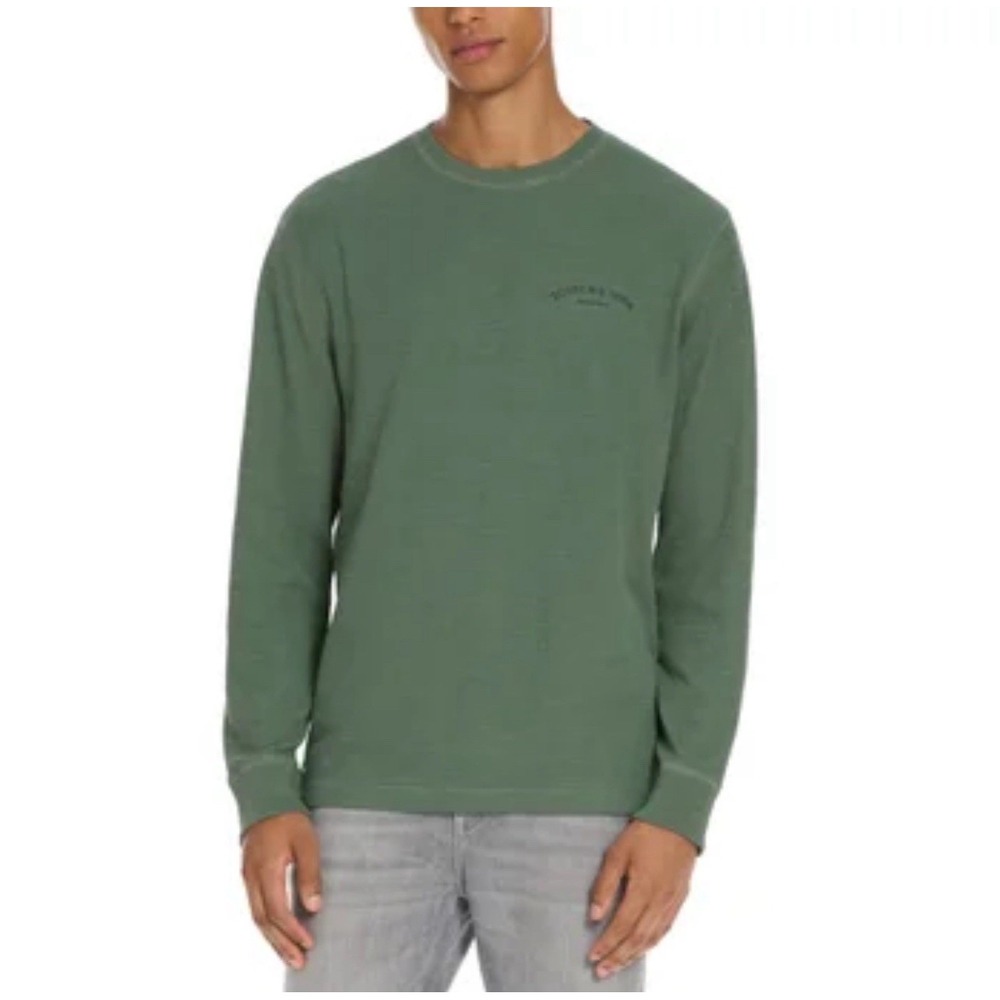 SCOTCH & SODA Men's T-Shirt LARGE Textured Knit Long‎ Sleeve Green 11195-1024